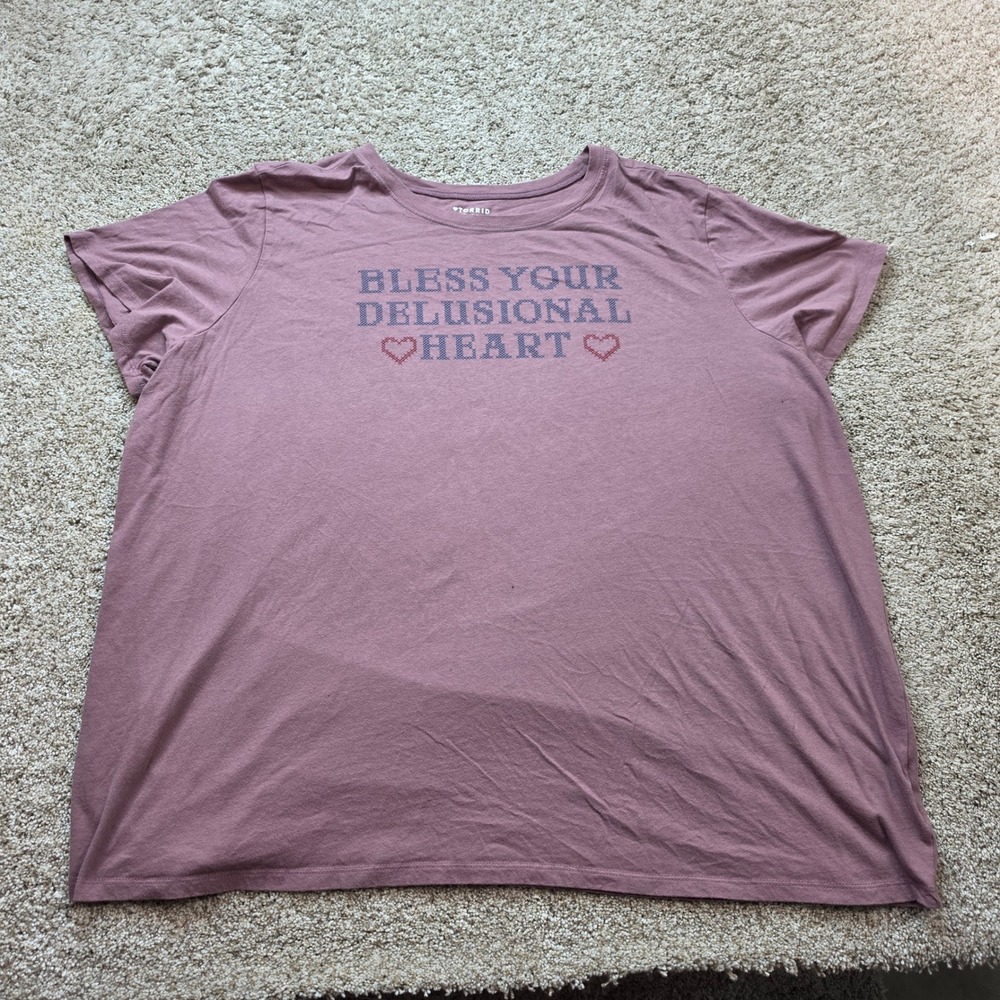 Torrid Bless Your Delusional Heart Tee Womens 4 Mauve Cotton Graphic Sarcastic
